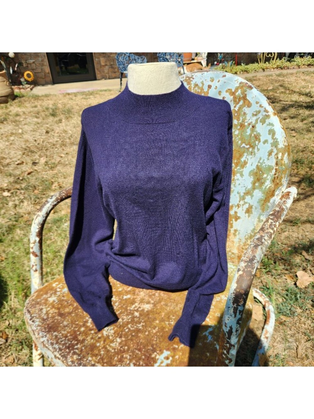 Mock Neck Qualfort Viscose Plum Sweater Ladies Size L